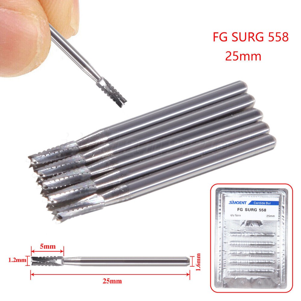 SURGICAL FG558 Carbide Burs FG 558 Bur #558 Friction Grip Made China 100-10-5/PK