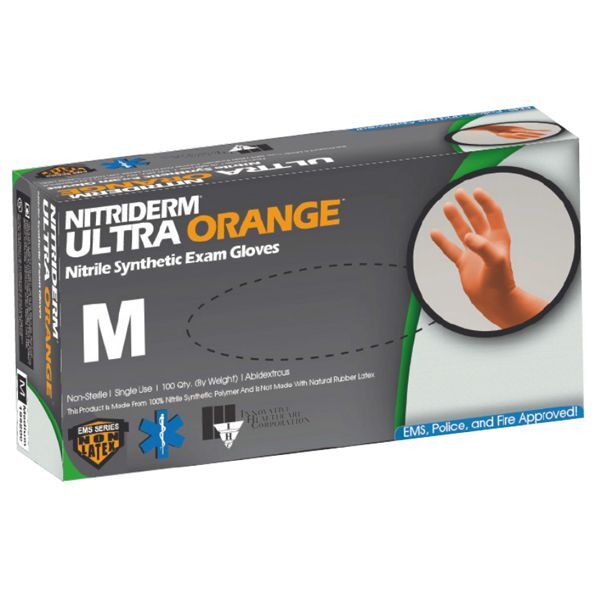 NitriDerm Ultra Orange Nitrile Exam gloves XS, Non-Sterile