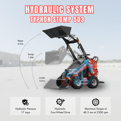 Mini Skid Steer Loader Wheel TYPHON STOMP 503 22.1HP Honda Gas Engine Free Ship