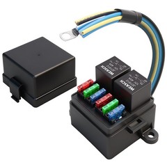 12V Pre-Wired Fuse Relay Box, 4-Pin 40A Relay Block and Kit, 2 Relays and 6 A…