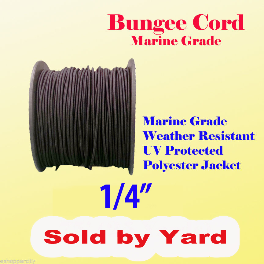 1/4″ x Sold By Yard Premium Marine Grade Bungee Shock Stretch Cord UV Black