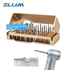 30PcS Dental Diamond Burs Drill+Disinfection Bur Block HighSpeed Handpiece IN US