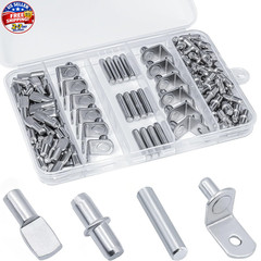 120Pcs Shelf Pins Kit,4 Styles Nickel Plated Shelf Support Pegs,Plated Shelf Pin