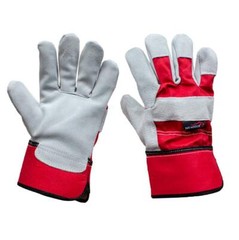 Deluxe, Single Palm Split Leather Cuff Work Gloves, Red/Gray (1 Pair)