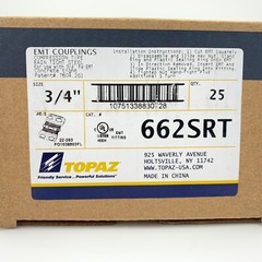 25 Pack Topaz 662SRT 3/4″ Compression EMT Coupling Rain Tight Steel