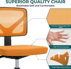 Compact Orange Desk Chair with Adjustable Height & Mesh Back – Modern Style