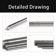 304 Stainless Steel M6-1.0 Fully All Threaded Rod Long Threaded Screw Right Hand