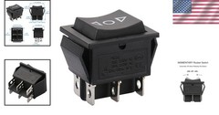 1-Pack Momentary Rocker Switch – Black, 16A, 250VAC, ON/Off/ON DPDT, Snap-in …