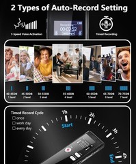 64GB Digital Recorder with Voice Activation – 4552 Hours for Lectures & Meetings