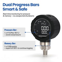 MEASUREMAN Digital Pressure Gauge 0-10000 PSI Bluetooth 1/4 NPT SS MA360