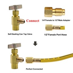 Self-Sealing A/C AC Can Tap Freon Puncture Style Tapper Adapter Dispensing Valve