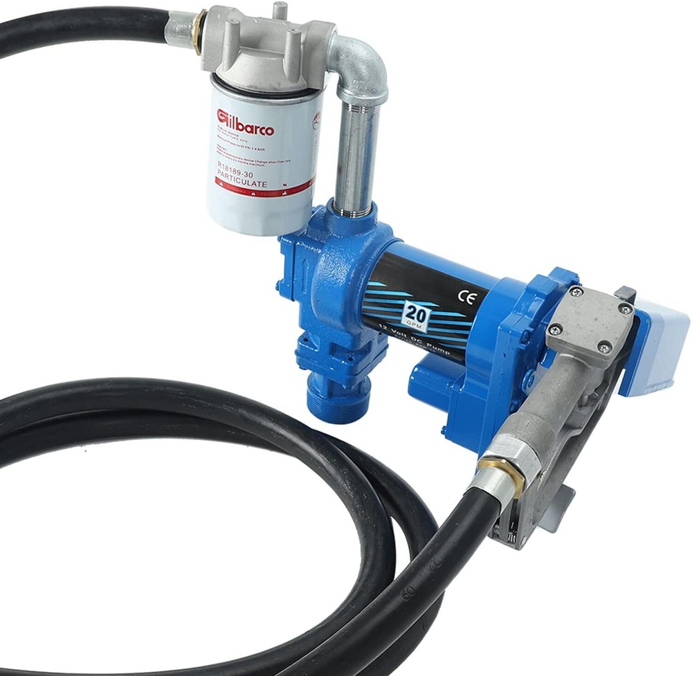 Fuel Transfer Pump 12V 20 GPM Diesel Gas Gasoline Kerosene w/ Particulate Filter