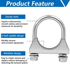 1.5″ OD U-Bolt Muffler Exhaust Clamp, Saddle Style for 1. Size: 1.5 OD (38 mm)