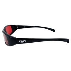 Global Vision New Attitude Motorcycle Glasses with Flames (Black Frame/Red Lens)