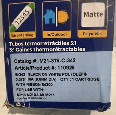 Brady M21-375-C-342 Heat Shrink Tubing For M210, M210-LAB, M211, BMP21-PLUS More