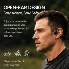 Bone Conduction Headphones, Bluetooth 5.4 Open Ear Wireless Headphones with Mic,