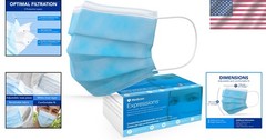 Blue Disposable Masks – 50 Count ASTM Level 3 Safety for Adults – Made in Canada