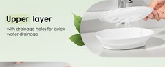 2-Pack Soap Dish with Drain Plastic Sponge Holder Easy Cleaning Soap Saver Tray