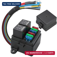 12V 6 Way Pre-Wired Fuse Relay Box Kit with Two 80A 4-Pin Relays | 6 ATC/ATO Slo