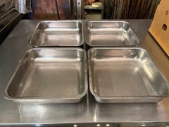 4-Pack Hubert 28589 Square Stainless Steel Balti Pan with Handles 10x10x2.5