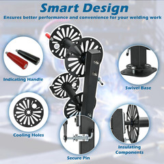 Heavy Duty Double Welding Lead Reel, 10″ Swivel Base Welding Cable Reel with Ins
