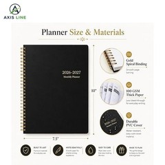 2026-2027 Monthly Planner 2 Year Spiral Agenda Calendar Goals Notes 7.5×10
