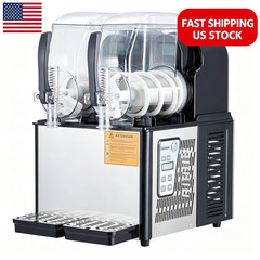 High-Capacity Dual-Tank Slushie Machine 7.2L Frozen Drink Dispenser 370W