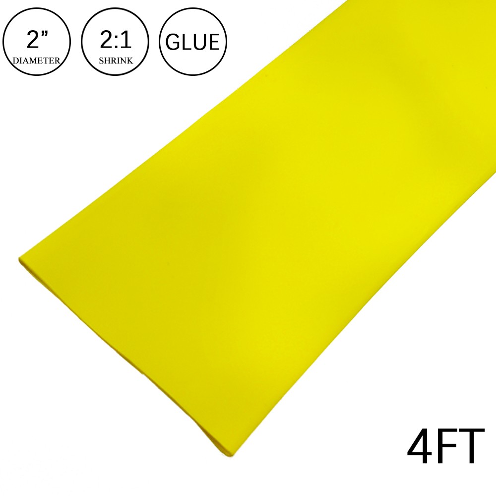 2:1 Heat Shrink Tube – 2″ Yellow Dual Wall Marine Adhesive Glue Lined Waterproof