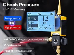 Digital Vacuum Pressure Manifold Gauge w/ Temp Clamp Hoses AC R134a R410a R1234y