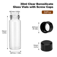 500x 4/10/30ml Glass Vials Amber/Clear Vials with Caps Small Lab Vials Sample