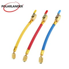 Color-Coded 3Pc AC Refrigeration Charging Hoses 1/4″ SAE for R134A R22 R12
