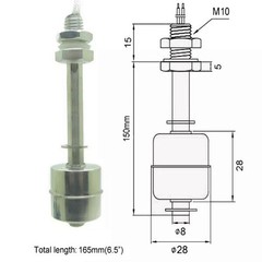 150mm Stainless Steel Float Switch Tank Liquid Water Level Sensor 12V 110V 220V