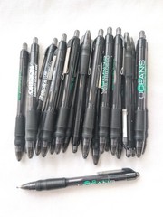 20 Misprint Click Pens MAXGLIDE Hub Pen Lot BLACK Thick Rubber Grip BLUE INK