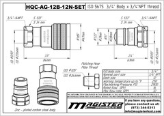 3/4″ AG Hydraulic Quick Couplers Set – 3/4″ NPT Thread
