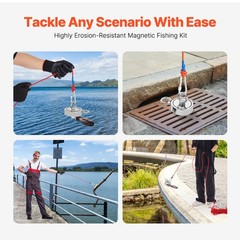 2000 Lbs Fishing Magnet Kit Pull Force Strong Neodymium Manget / Carabiner Rope