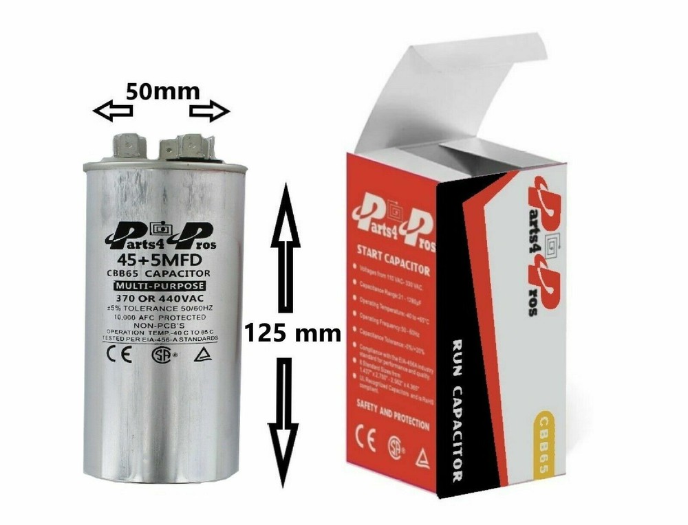 45+5 45/5 uF MFD 370-440 V VAC High Quality Motor Dual Run Capacitor CBB65-R