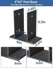 4×4 Post Base 3 Pcs,Heavy Duty Detachable Post Bracket with Adjustable Inner….