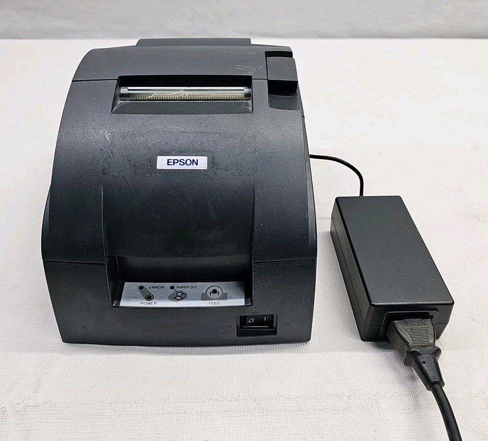 Nice Epson/Micros TM-U220B Receipt Printer with Power Supply Ethernet M188B