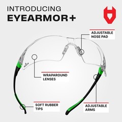 NoCry Clear Safety Glasses for Men and Women with One Size, Black & Green