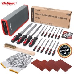 Hi-Spec 17 Piece Metal File Tool Kit Set. Mini T12 Carbon Steel Flat Half-Round