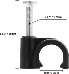 100pcs 1/4″ / 6mm Half Clamp J-Hook with Nail, Nail in Cable Clips Ethernet