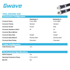 2.4mm NMD Female to 2.4mm NMD Male Precision Flexible VNA Test Cable, DC – 50GHz
