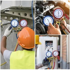 AC Manifold Gauge Set A/C Refrigeration 3 Way Hose Fit For R502 R134a R12 R22