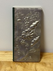 VINTAGE HAMMERED ALUMINUM FLORAL ART METAL COVER ADDRESS BOOK BOUND UNUSED SPAIN