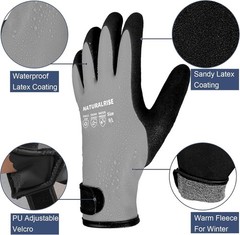 NATURALRISE 100% Waterproof Gloves for Men & Women,Winter Work Medium, Grey