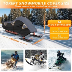Tokept Snowmobile Cover, 300D Waterproof Oxford Fabric Sled Ski Cover, with Tria