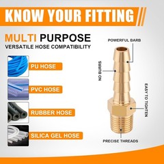 1/4″ Barb to 1/8 NPT Male Brass Hose Fitting Repair Kit with Clamps 15 Pack
