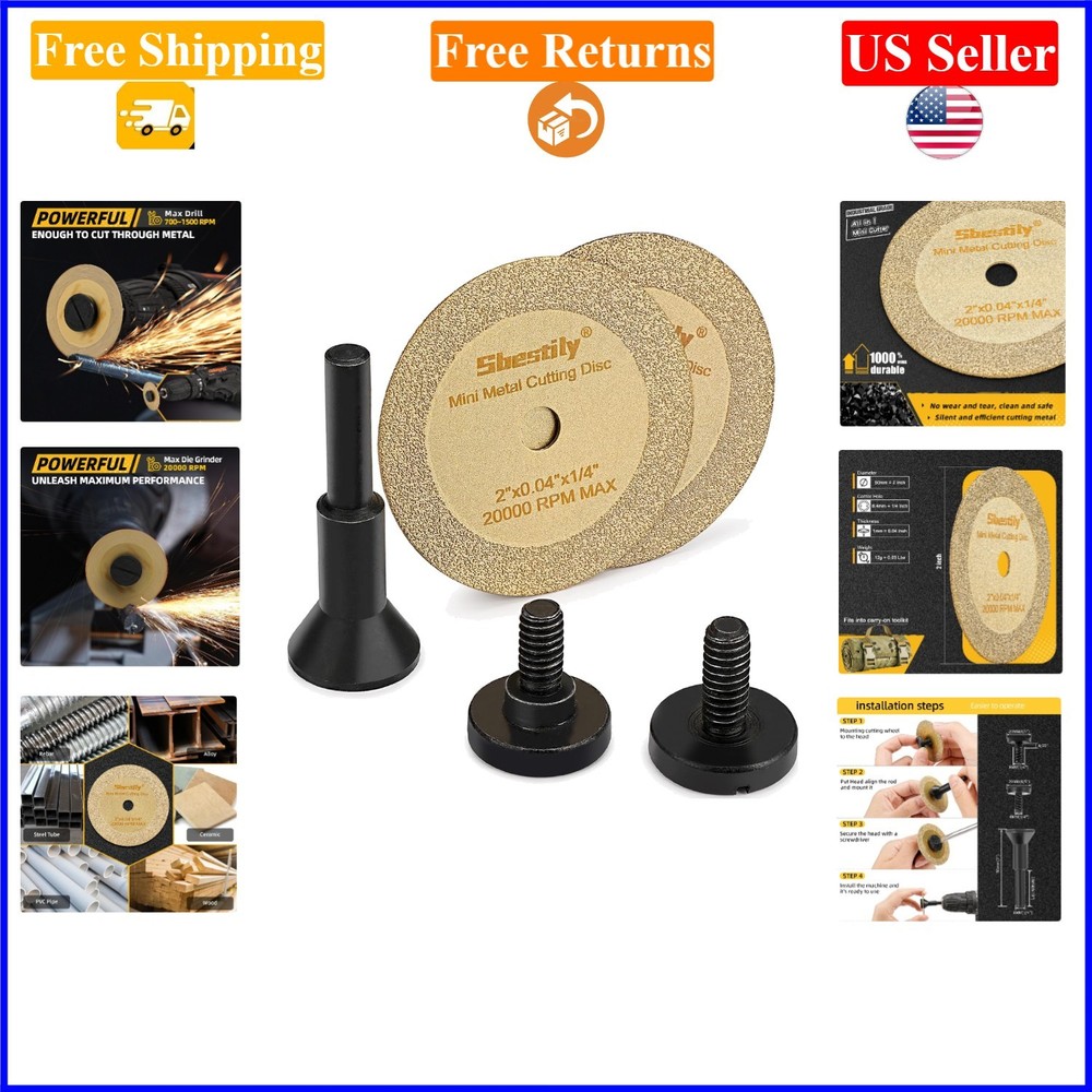 2 Inch Diamond Cutting Wheel Set for Metal & PVC | Includes Mandrel