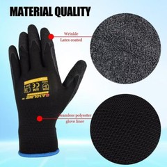 Gasoline 13Gauge Polyester Latex Crinkle Palm Dipped Black Gloves / 12Pairs