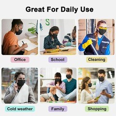 50 PCS Black Face Mask Mouth & Nose Protector Respirator Disposable Masks Black
